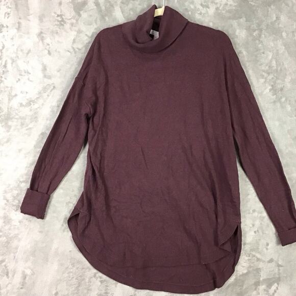 Chelsea 28 Womens Lrg Sweater Purple Cowl Neck Hi Low Pullover Long Sleeve Knit - Picture 13 of 14